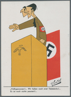 Ansichtskarten: Propaganda: 1945,ANTI-NS, 9 Kolorierte Karikaturen Aus Holland, Sign. Smits, Mit Div - Partis Politiques & élections