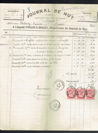 M.Facture Journal De Huy - Obl Andenne-Burdinne Et Huy(Nord) Le 5-Octo-1904-bande De 3 Du 58 Vers Héron - 1900 – 1949