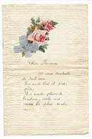 BELLE LETTRE GAUFREE AVEC ROSES EN CHROMO DECOUPIS - Fleurs