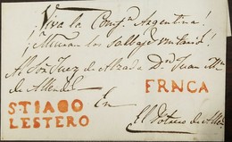 O) 1852 ARGENTINA, PREPHILATELY-PRESTAMP, SMALL OUTER WRAPPER WITH MANUSCRIPT VIVA LA CONFD ARGENTINA-AT TOP SENT FROM S - Prephilately