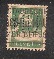 Perfin/perforé/lochung Switzerland No YT161 1921-1942 William Tell HU  Helvetia-Unfall, Schweiz. Versicherungs-Ges. - Gezähnt (perforiert)