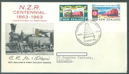 NEW ZEALAND - 25.11.1963 - CENTENARY OF RAILWAYS FROM CHISTCHURCH TO FERRYMEAD- Yv 417-418 - Lot 18968 - Covers & Documents