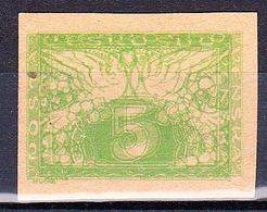 (*) Tchécoslovaquie 1919 Mi 12 (Yv TPJ 10), Double Impresion - Proofs & Reprints