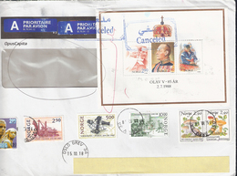 Norway 1985, 1988, 2018 Letter With Blocs And Stamps To Saudi Arabia, Returned Norway, 924, 935, 946-7, 990-991,Bloc 9 - Covers & Documents