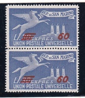 1947 San Marino Saint Marin ESPRESSO SOPRASTAMPATO 2 Valori 60L Su 30L (19) Coppia MNH** Express - Francobolli Per Espresso