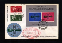 Italy 1961 Europa Cept + Napoli Exibition Souvenir Sheet FDC - 1961