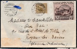 Lettre Luxembourg 75c + 3F+2F Pour La France - Storia Postale