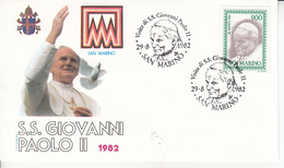 San Marino (1982) - Busta Ricordo Del Viaggio Del Papa Giovanni Paolo II - Storia Postale