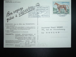 CP AVION BOEING PUB VAGANTYL TP CHEVAL 0,30 OBL.MEC.14-6 1971 MONTE-CARLO - Lettres & Documents