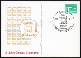 DDR 1988 Postkarte Auf Private Bestellung  Gebr./ Used ;  Goldene Briefmarke - Cartes Postales Privées - Oblitérées