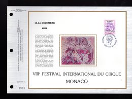 🎪 " VIII° FESTIVAL INTERNATIONAL DU CIRQUE " Sur Feuillet CEF Soie Nté (3000 Ex.) De 1981 Parfait état FDC - Cirque