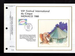 🎪 " VII° FESTIVAL INTERNATIONAL DU CIRQUE " Sur Feuillet CEF Soie Nté (3000 Ex.) De 1980 Parfait état FDC - Cirque