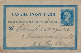 1876 , CANADÁ , ENTERO POSTAL  CIRCULADO , WOODVILLE - LINDSAY , LLEGADA AL DORSO - 1860-1899 Victoria