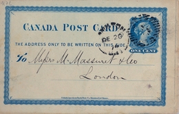 1876 , CANADÁ , ENTERO POSTAL  CIRCULADO , HAMILTON - LONDRES , LLEGADA AL DORSO - 1860-1899 Victoria