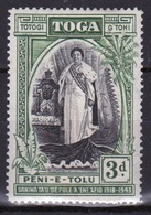 Tonga 1944 Single 3d Stamp From The Silver Jubilee Of Queen Salote's Accession. - Tonga (...-1970)