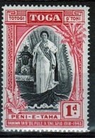 Tonga 1944 Single 1d Stamp From The Silver Jubilee Of Queen Salote's Accession. - Tonga (...-1970)