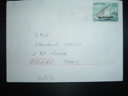 LETTRE TP BOUTRE DE L'OCEAN INDIEN 3,00 0,46E OBL.MEC.18-09 2001 MAMOUDZOU KAWANI - Storia Postale