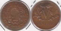 Colombia 5 Centavos (V) 1954 KM#206 - Used - Kolumbien