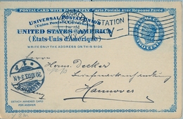 1903 , ESTADOS UNIDOS , ENTERO POSTAL CIRCULADO , BROOKLYN - HANNOVER , LLEGADA - 1901-20