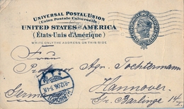 1906 , ESTADOS UNIDOS , ENTERO POSTAL CIRCULADO , NEW YORK - HANNOVER , LLEGADA - 1901-20