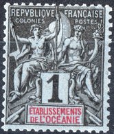 POLINESIA FRANCESE, FRENCH POLYNESIA, OCEANIA FRANCESE, FRENCH OCEANIA, 1 C., 1892,  NUOVO (MNH**), Mi 1, YT 1, Scott 1 - Used Stamps