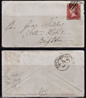 C0128 GREAT BRITAIN (GB), 1874, QV 1d Plate 143 On Cover To Brighton - Covers & Documents