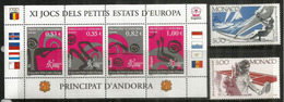 Jeux Des Petits Etats D'Europe (Andorre-Monaco).  Bloc-feuillet + Série Neufs ** - Unused Stamps