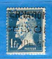 France °1923-26 Yvert 179 - PASTEUR.  Oblitéré . PERFIN Vedi Descrizione - Oblitérés