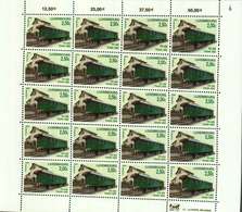 Luxembourg Feuille De 20 Timbres à 2,50 Euros Chemins De Fer D'antan Waggon PH 408 Train1900  2005 - Hojas Completas