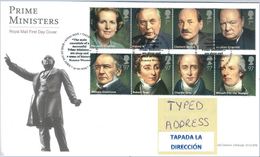 GROSSBRITANNIEN GRANDE BRETAGNE GB 2014 PERSONLALITIES- FIRST MINISTERS FDC SG 3642-49 SC  MI 3647-54 YV  4055-62 - 2011-2020 Decimal Issues