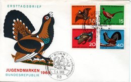 GERMANY,   FDC,  Birds   /      ALLEMAGNE,  Lettre De Première Jour,  Oiseaux   1965 - Gallináceos & Faisanes