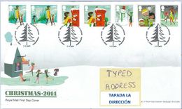 GROSSBRITANNIEN GRANDE BRETAGNE GB 2014 CHRISTMAS S/A SET 7V. FDC SG 3650-56 MI 3655-61 YT 4070-76 SC 3336-42 - 2011-2020 Em. Décimales