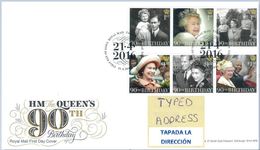 GROSSBRITANNIEN GRANDE BRETAGNE GB 2016 QUEEN`S 90TH BIRTHDAY SET 6V FDC SG 3826-31 MI 3872-77 YT 4285-90 SC 3826-31 - 2011-2020 Ediciones Decimales