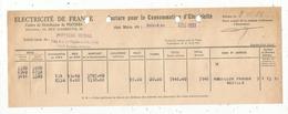 Facture Pour La Consommation D'électricité ,ELECTRICITE DE FRANCE ,  POITIERS RURAL ,1951,  Frais Fr 1.55 E - 1950 - ...