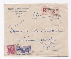 ENVELOPPE RECOMANDEE DE TUNIS POUR TUNIS DU 30/06/1946 - Cartas & Documentos