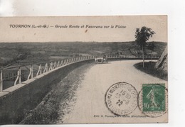 Cpa.47.1922.Tournon.Grande Route Et Panorama Sur La Plaine.animé Voiture - Tournon D'Agenais
