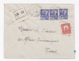 ENVELOPPE RECOMMANDEE DE SOUK EL KHEMIS POUR TUNIS DU 03/06/1936 - Cartas & Documentos