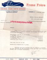 BELGIQUE- CHARLEROI- RARE FACTURE FRANZ FRERE-CARROSSIER-TOLIER-CARROSSERIE TOLERIE-21 AVENUE PHILIPPEVILLE-1952 - Cars