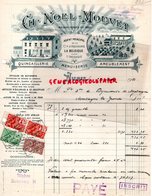 BELGIQUE- NISMES- FACTURE CH. NOEL MOUVET-QUINCAILLERIE MENUISERIE-AGENT COMPAGNIE ASSURANCE LA BELGIQUE -1904 - Ambachten