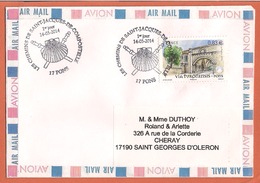 Lettre Avion  ( Pons 1er Jour 2014 Les Chemins De Compostelle ) - 2010-2019