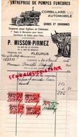 BELGIQUE- FLEURUS- RARE FACTURE P. MISSON PIRMEZ- POMPES FUNEBRES-CORBILLARD--67 RUE STATION-3 RUE DU BERCEAU-1936 - Old Professions