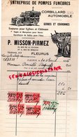 BELGIQUE- FLEURUS- RARE FACTURE P. MISSON PIRMEZ- POMPES FUNEBRES-CORBILLARD--67 RUE STATION-3 RUE DU BERCEAU-1936 - Artigianato