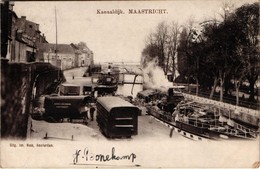The Netherlands, Maastricht, Kanaaldijk, Trucks, Ships, Old Postcard 1902 - Maastricht
