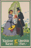 Ansichtskarten: Bayern: MÜNCHEN, 92 Historische Ansichtskarten LÖWENBRÄU Brauerei, Bierwerbung, Bier - Autres & Non Classés