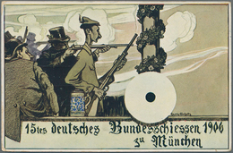 Ansichtskarten: Bayern: MÜNCHEN, XV. Deutsches Bundesschießen 1906, 14 Unterschiedliche Festpostkart - Sonstige & Ohne Zuordnung