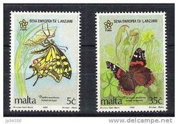 MALTE Papillons, Butterflies, Mariposas. Yvert 893/94. Neuf Sans Charniere ** MNH - Papillons