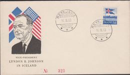 1958. Flag. 3,50 Kr. REYKJAVIK 16. IX. 63. VICE-PRESIDENT LYNDON B. JOHNSON IN ICELAN... (Michel 327) - JF310165 - Covers & Documents
