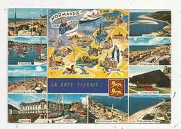 Cp , 14 , Normandie ,LA COTE FLEURIE ,multi Vues ,carte Géographique,voyagée 1986, Ed. Artaud - Sonstige & Ohne Zuordnung