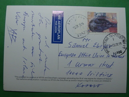 2015 Kosovo Airmail Postcard Sent From Zhur To Pristina, Dokufest, Stamp: ART PAINTING - Kosovo