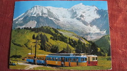 St-GERVAIS-les-BAINS. Le Tramway Du Mt-Blanc Au Col De Voza; Au Fond, Aiguilles Du Goûter Et De Bionnassay, Glacier - Saint-Gervais-les-Bains